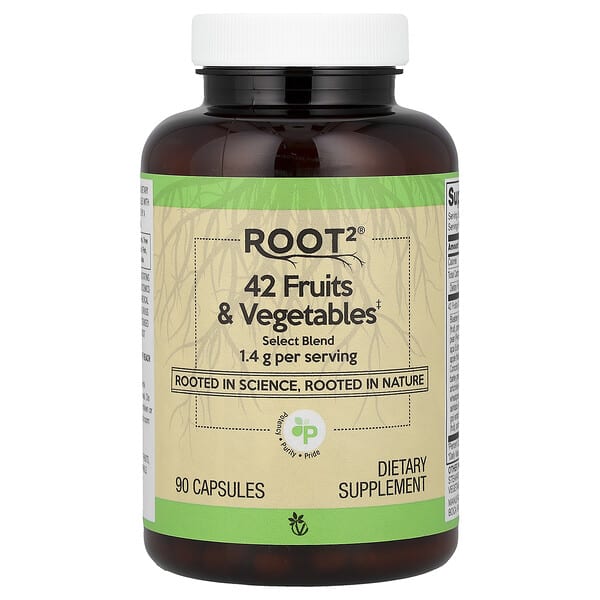 Vitacost, Root2®, 과일 & 채소 42종, 캡슐 90정