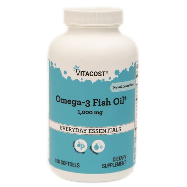 Omega-3 Fish Oil, Natural Lemon, 1,000 mg, 150 Softgels