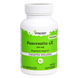 Vitacost, Pancreatin 4X, 500 mg, 50 Capsules