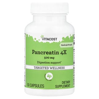 Vitacost, Pancreatin 4X, 500 mg, 50 Capsules