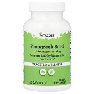 Vitacost‏, Fenugreek Seed, 180 Capsules (610 mg per Capsule)
