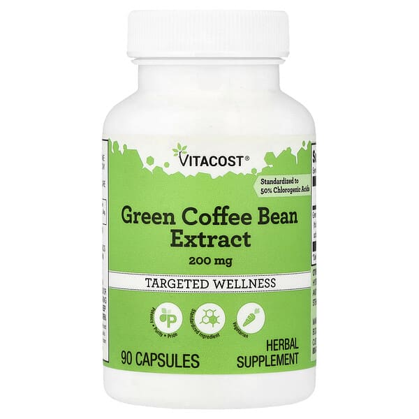 Vitacost, Green Coffee Bean Extract, 200 mg, 90 Capsules