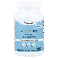 Vitacost, Vitamina D3 125, Naranja, 125 mcg (5000 UI), 100 minicápsulas blandas