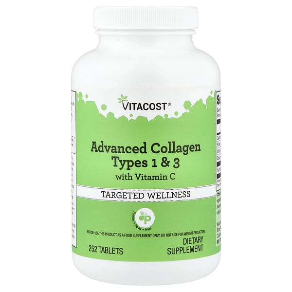 Vitacost, Advanced Collagen Types 1 & 3 With Vitamin C, 252 Tablets — product photo 1