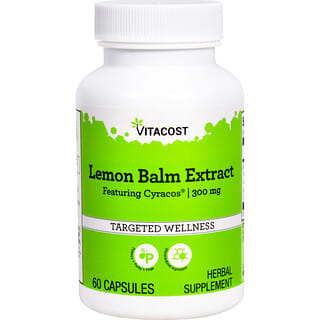 Vitacost, Lemon Balm Extract Featuring Cyracos®, 300 mg, 60 Capsules