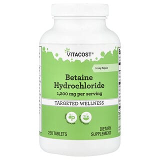 Vitacost, Betaine Hydrochloride, 1200 mg per serving, 250 Tablets
