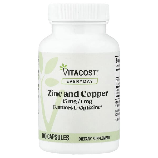 Vitacost, Everyday, Zinc and Copper, 100 Capsules — product photo 1