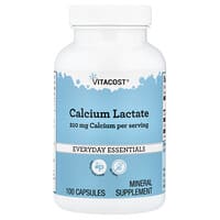 Vitacost, Everyday Essentials, Calcium Lactate, 100 Capsules (600 mg per Capsule)