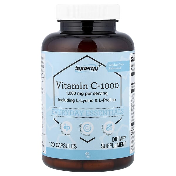 Vitacost, Synergy®, 비타민C-1000, 캡슐 120정