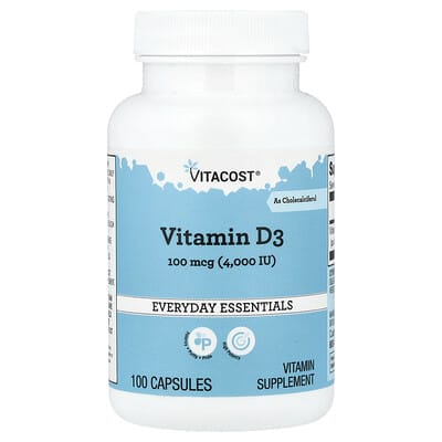 Vitacost, Vitamin D3, 100 mcg (4,000 IU), 100 Capsules