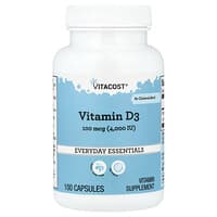 Vitacost, Vitamin D3, 100 mcg (4,000 IU), 100 Capsules