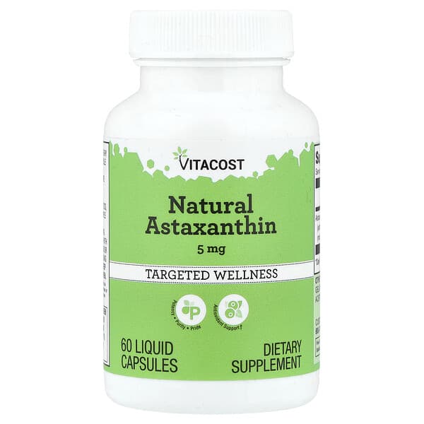 Vitacost, Natural Astaxanthin, 5 mg, 60 Liquid Capsules — product photo 1