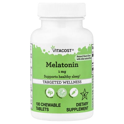 Vitacost, Melatonin, Natural Cherry, 1 mg, 100 Chewable Tablets