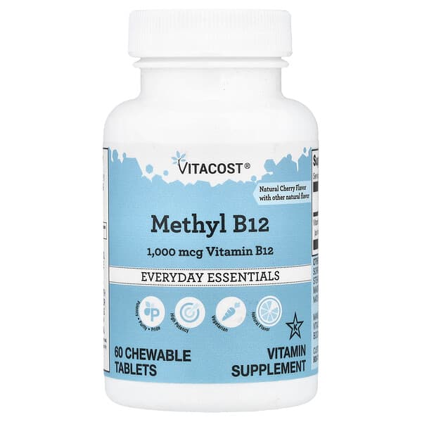 Vitacost, Methyl B12, Natural Cherry, 1,000 mcg, 60 Chewable Tablets — product photo 1