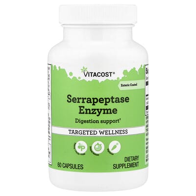 Vitacost, Serrapeptase Enzyme, 60 Capsules (27.27 mg per Capsule)