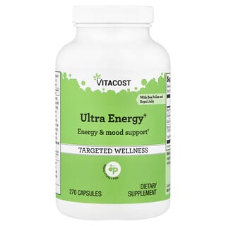 Vitacost, Ultra Energy, добавка с пчелиной пыльцой и маточным молочком для заряда энергии, 270 капсул