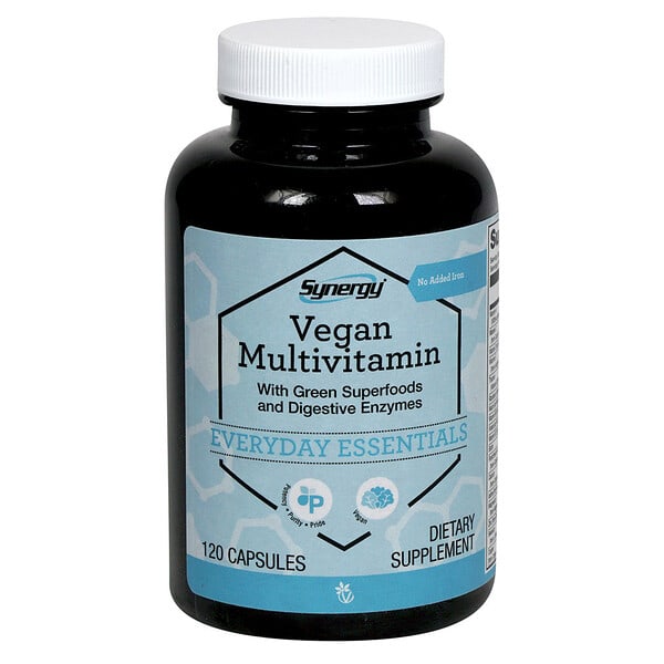 Vitacost, Synergy®, Vegan Multivitamin With Green Superfoods and Digestive Enzymes, 120 Capsules — product photo 1