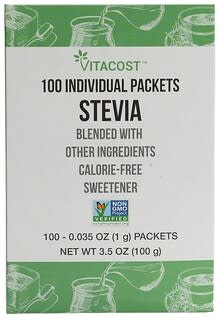 Vitacost, Gluten Free Non-GMO Stevia Calorie Free Sweetener Blend, 100 Packets