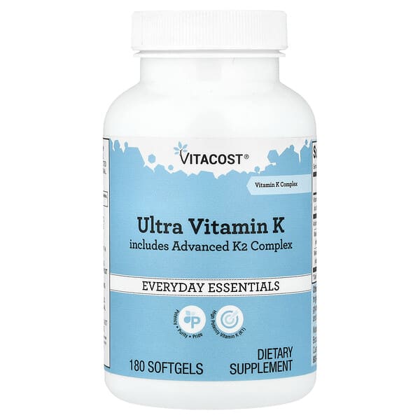 Vitacost, Ultra Vitamin K Includes Advanced K2 Complex, 180 Softgels — product photo 1