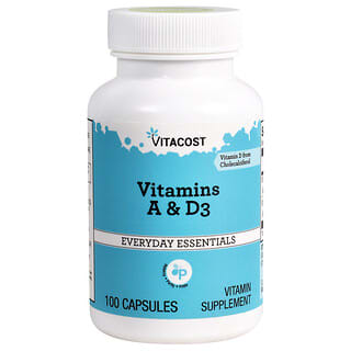 Vitacost, Vitamins A & D3, 100 Capsules