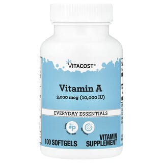 Vitacost, Vitamin A, 3,000 mcg (10,000 IU), 100 Softgels
