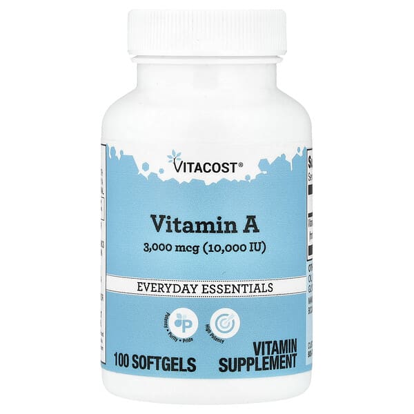 Vitacost, 비타민A, 3,000mcg(10,000IU), 소프트젤 100정