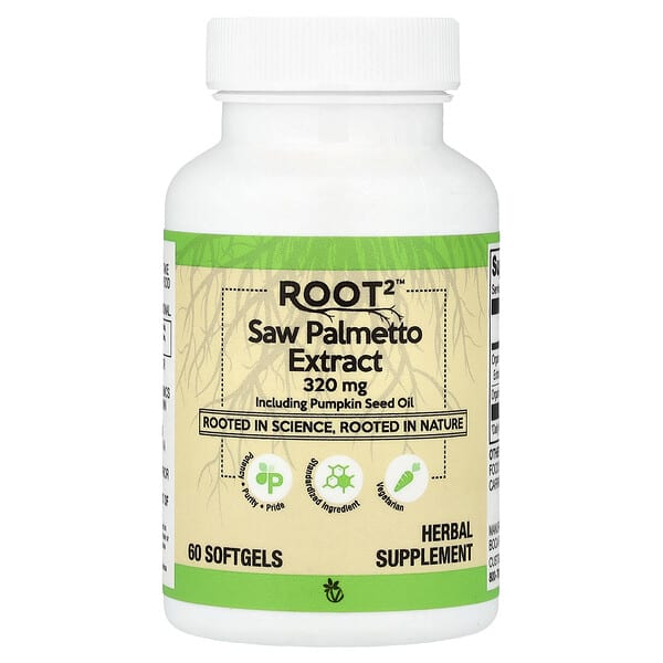 Vitacost, Root2™, Saw Palmetto Extract Including Pumpkin Seed Oil, 60 Softgels — product photo 1