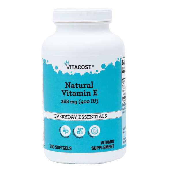 Vitacost, 천연 비타민E, 268mg(400IU), 소프트젤 250정