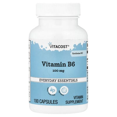 Vitacost, Vitamin B6, 100 mg, 100 Capsules