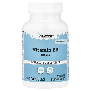 Vitacost, Vitamin B6 Pyridoxine HCl, 100 mg, 100 Capsules