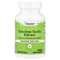 Vitacost, Hajuton valkosipuliuute, 100 pehmeää kapselia (5 mg per pehmeä kapseli)