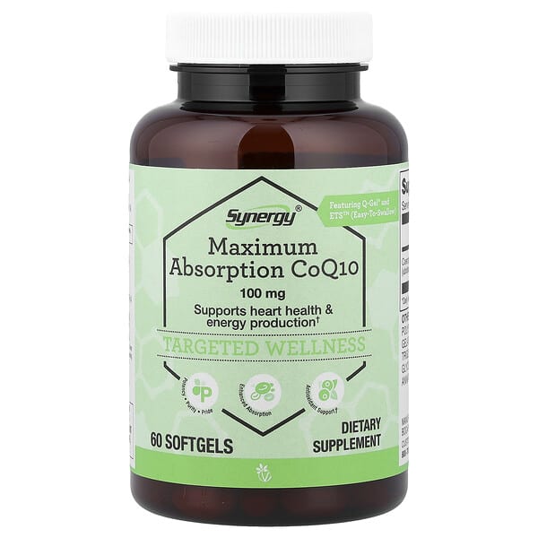 Vitacost, Synergy®, Maximum Absorption CoQ10, 100 mg, 60 Softgels — product photo 1