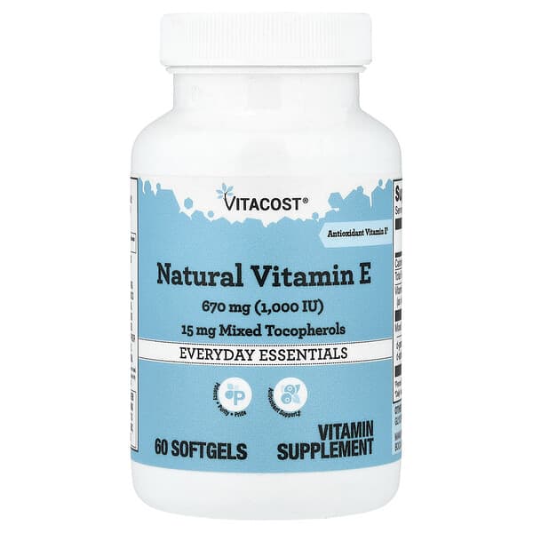 Vitacost, Natural Vitamin E, 60 Softgels