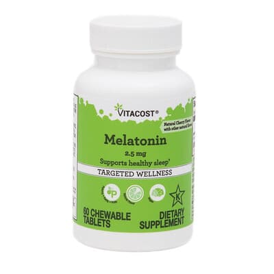 Vitacost, Melatonin, Natural Cherry, 2.5 mg, 60 Chewable Tablets