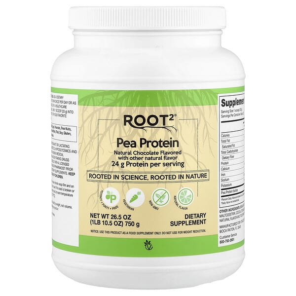 Vitacost, Root2®, Pea Protein, Natural Chocolate, 1 lb 10.5 oz (750 g) — product photo 1