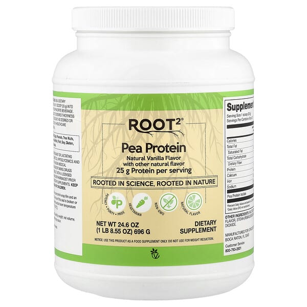 Vitacost, Root2®, Pea Protein, Natural Vanilla, 1 lb 8.55 oz (696 g) — product photo 1