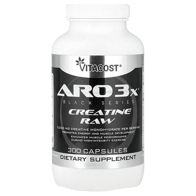 Vitacost, ARO3x® Black Series, Creatine Raw, 300 Capsules (750 mg per Capsule)