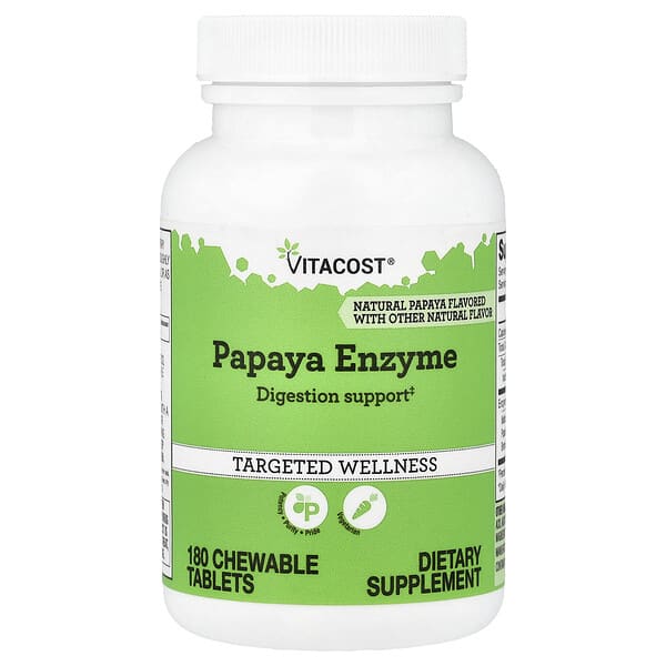 Vitacost, Papaya Enzyme, 180 Chewable Tablets (57 mg per Tablet) — product photo 1