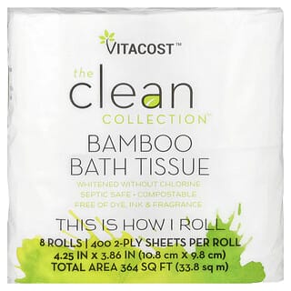 Vitacost‏, The Clean Collection™, Bamboo Bath Tissue, 8 Rolls