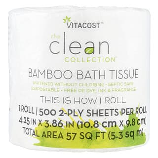 Vitacost‏, The Clean Collection™, Bamboo Bath Tissue, 1 Roll