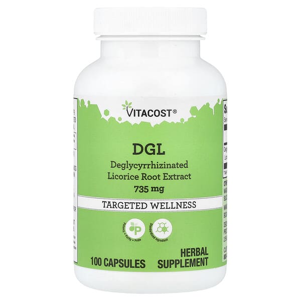 Vitacost, 脫甘草酸甘草（DGL），735 毫克，100 粒膠囊