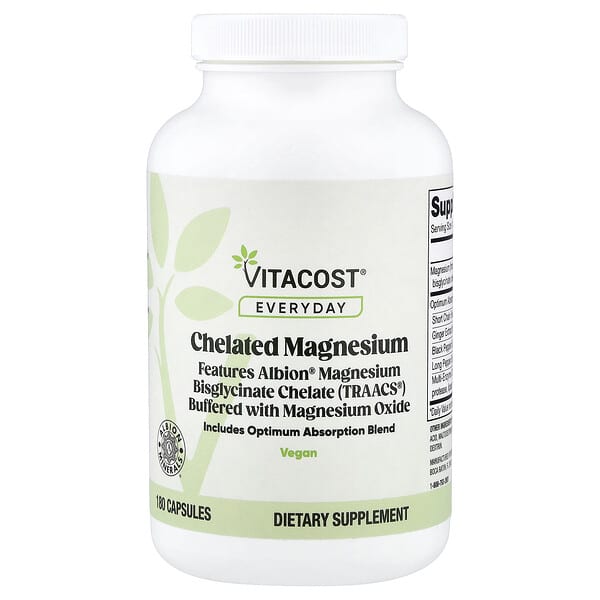 Vitacost, Everyday, Chelated Magnesium, 180 Capsules — product photo 1