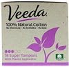 100% Natural Cotton Tampon with Plastic Applicator, Super, 16 Tampons
