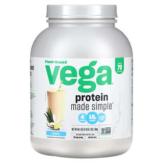 Vega, Proteína vegetal hecha simple, Vainilla`` 0,1 oz (4 lb)