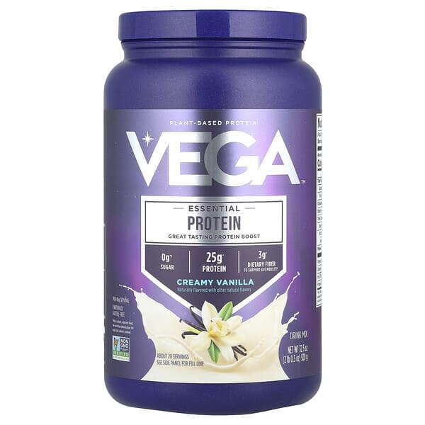 Essential Plant-Based Protein, Creamy Vanilla, 2 lb 0.5 oz (920 g)