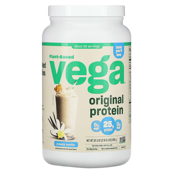 Vega, PlantBased Original Protein, Creamy Vanilla, 2 lb 0.5 oz (920 g)