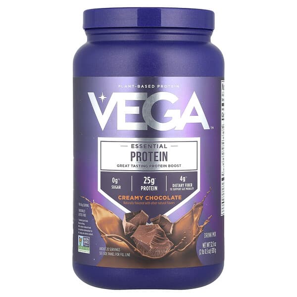 Essential Plant-Based Protein, Creamy Chocolate, 2 lb 0.5 oz (920 g)