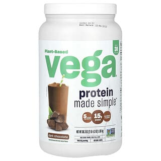 Vega‏, חלבון על בסיס צמחים Made Simple, שוקולד מריר, 1.03 ק“ג (2 ליברות 4.3 אונקיות)