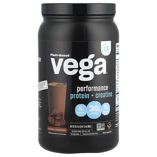 Vega, À Base de Plantas, Proteína para Desempenho + Creatina, Chocolate Cremoso, 663 g (1 lb 7,4 oz)