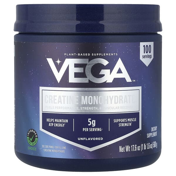 Vega Creatine Monohydrate, Unflavored, 1 lb 1.6 oz (500 g)